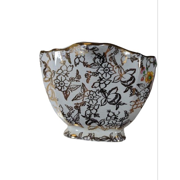 BCM Nelson Ware Chintz Cream and Sugar Set England Gold Floral - Picture 4 of 10